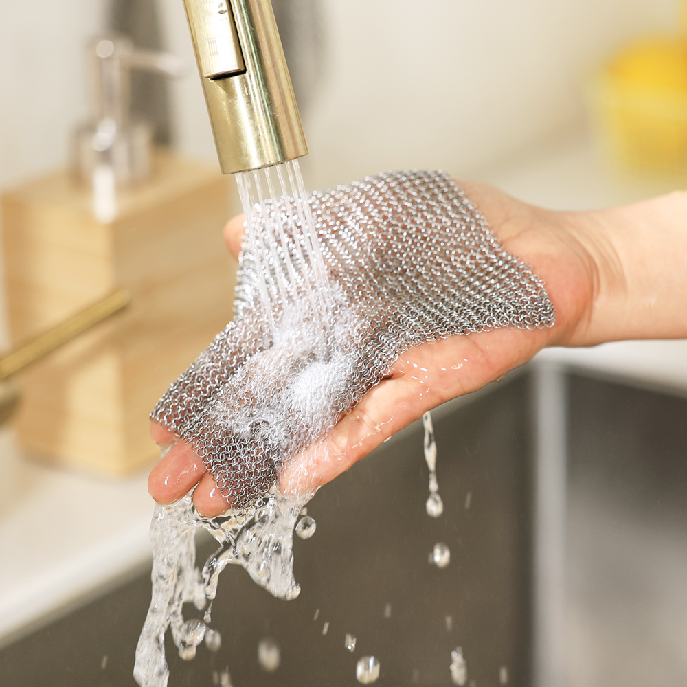 스텐링 철 수세미 반영구 제로웨이스트 316L 텀블러 세척수세미 12x12cm