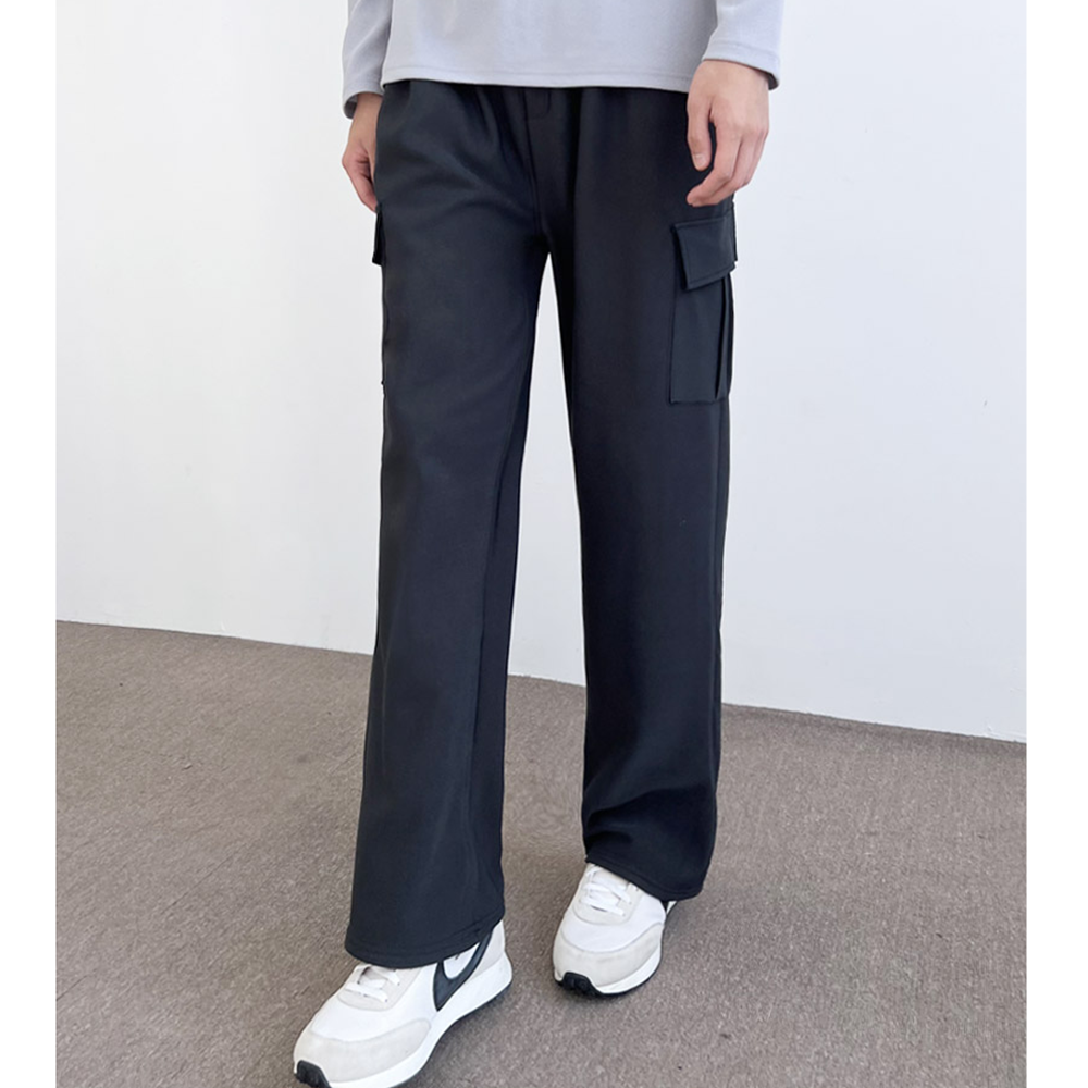 남자통큰바지 통넓은 와이드 남성 겨울 기모 카고 트레이닝 팬츠 - 상세 이미지 4