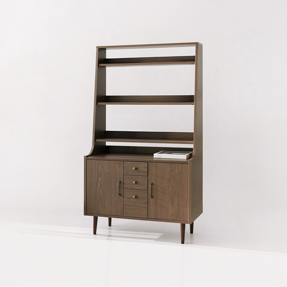 폴라보 콘솔수납장 CAM16090 900X400X1600MM, 5단, 브라운 월넛베니어 1597.4303