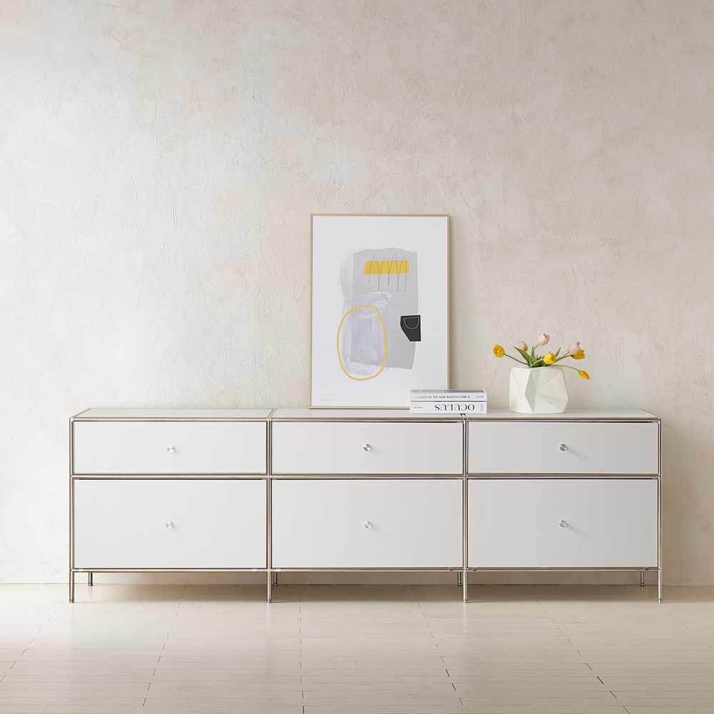 이노센트 스틸린 미드센츄리 모듈 2단 거실장 서랍형 i104817, 화이트