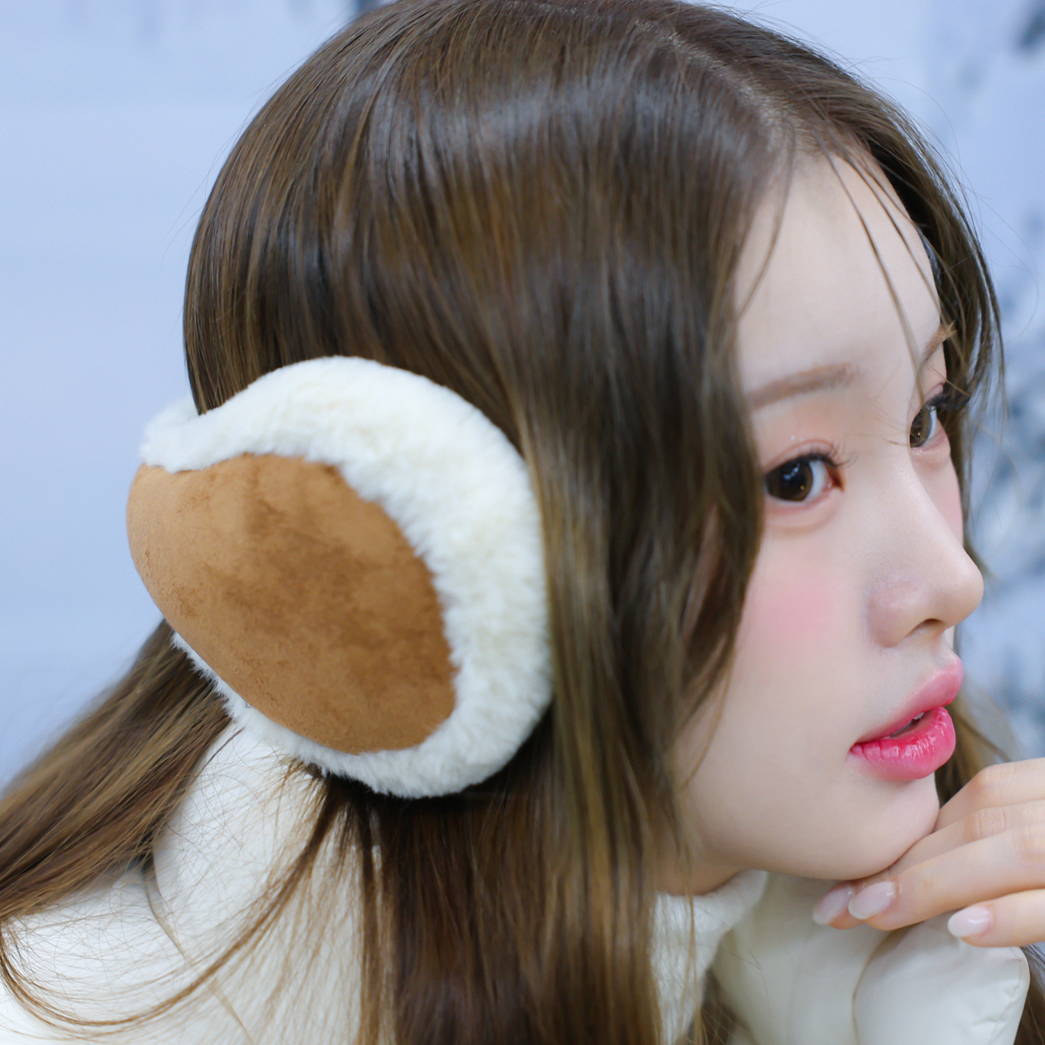 국내생산 여성 털 겨울 귀도리 무스탕 귀마개 방한 귀덮개 접이식 이어머프