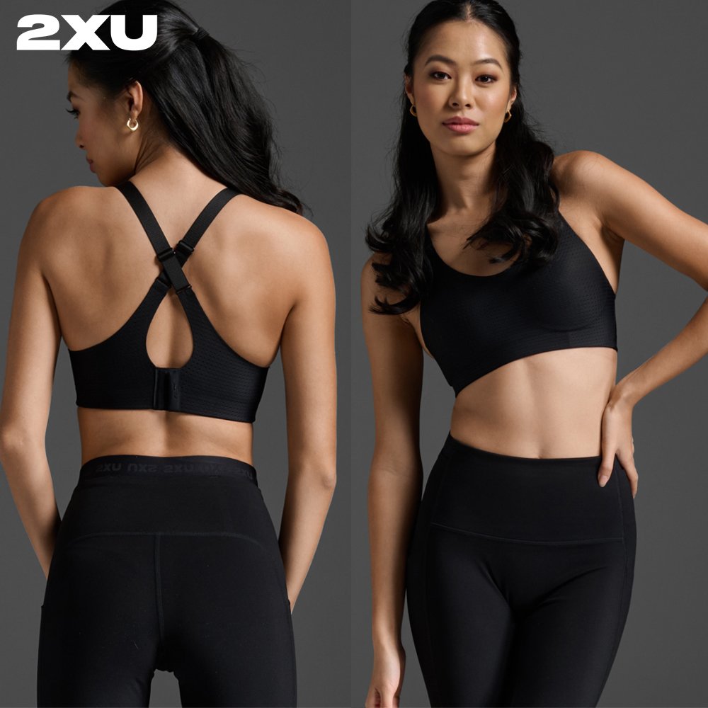 2XU 러닝 스포츠브라 스포츠브라탑 에어로 미디움 임팩트 브라탑 WR6347a_BLK_BLK - 상품 이미지