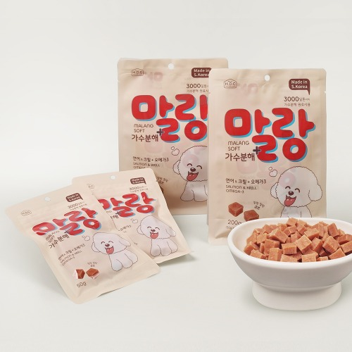 아스쿠 말랑 소프트 가수분해 + 글루코사민 노즈워크 훈련 간식 연어+크릴, 200g, 1개 - 상품 이미지