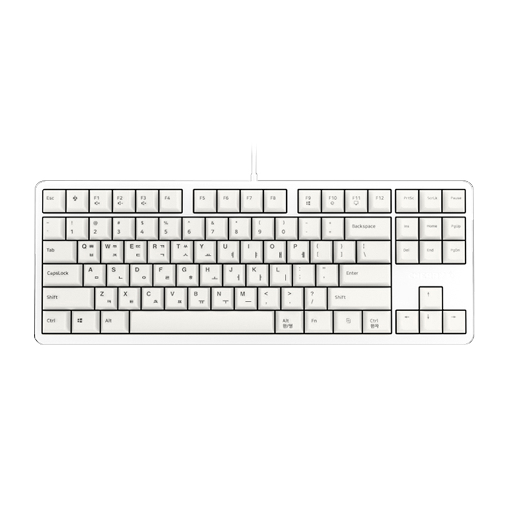 체리 키보드 G80 3000S TKL 화이트 갈축 오리지널 기계식 유선 키보드 - 메인 이미지