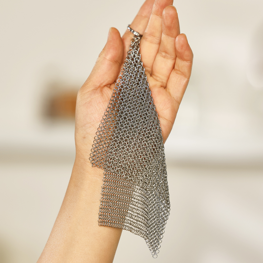 스텐링 철 수세미 반영구 제로웨이스트 316L 텀블러 세척수세미 12x12cm