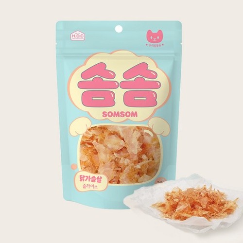 아스쿠 솜솜 후코이단 강아지 고양이 간식 닭가슴살 슬라이스, 30g, 1개 - 상품 이미지