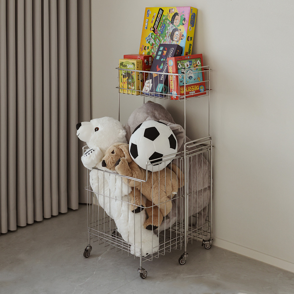 100% 국내생산 쏘우리프 올스텐 이동식 슬림 확장형 바스켓 수납 빨래 세탁바구니