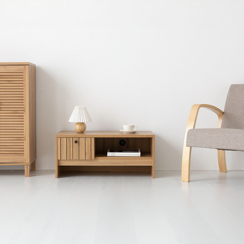 폴라보 TV거실장 좁은 1서랍 TFM3580L 800x400x350mm, 내추럴 - 상세 이미지 3