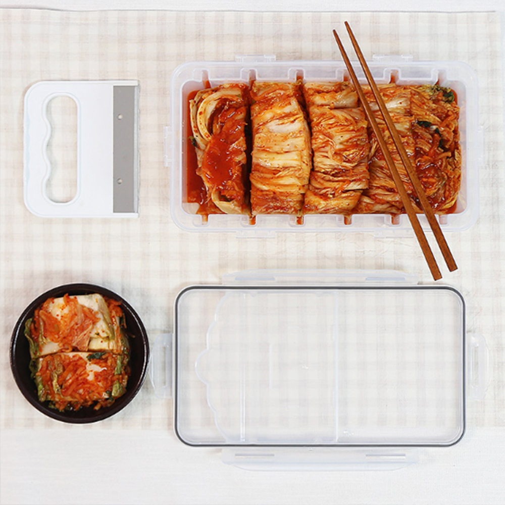 김치 슬라이스 용기 커터 밀폐 김치통 김장 통 스테인레스 칼 자르는 자르기 보관 컷터 - 상품 이미지