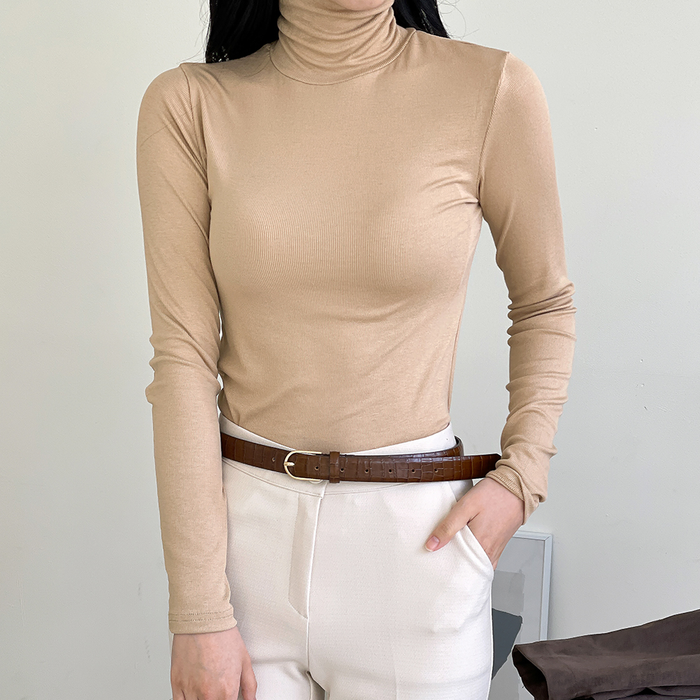 여성 목 폴라티 얇은 목티 이너 쫀쫀 골지 목폴라 제품 이미지