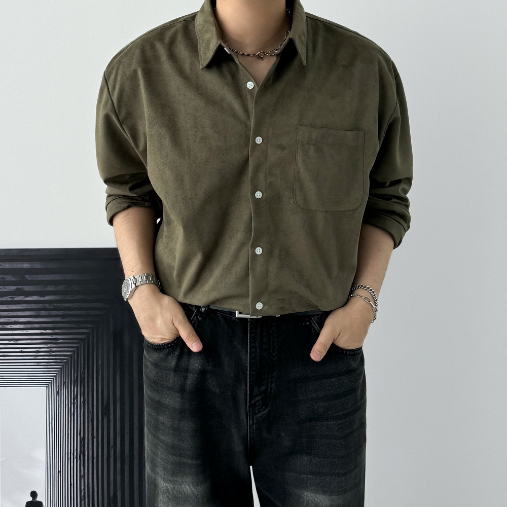 남자스웨이드셔츠 남성겨울남방 - 메인 이미지