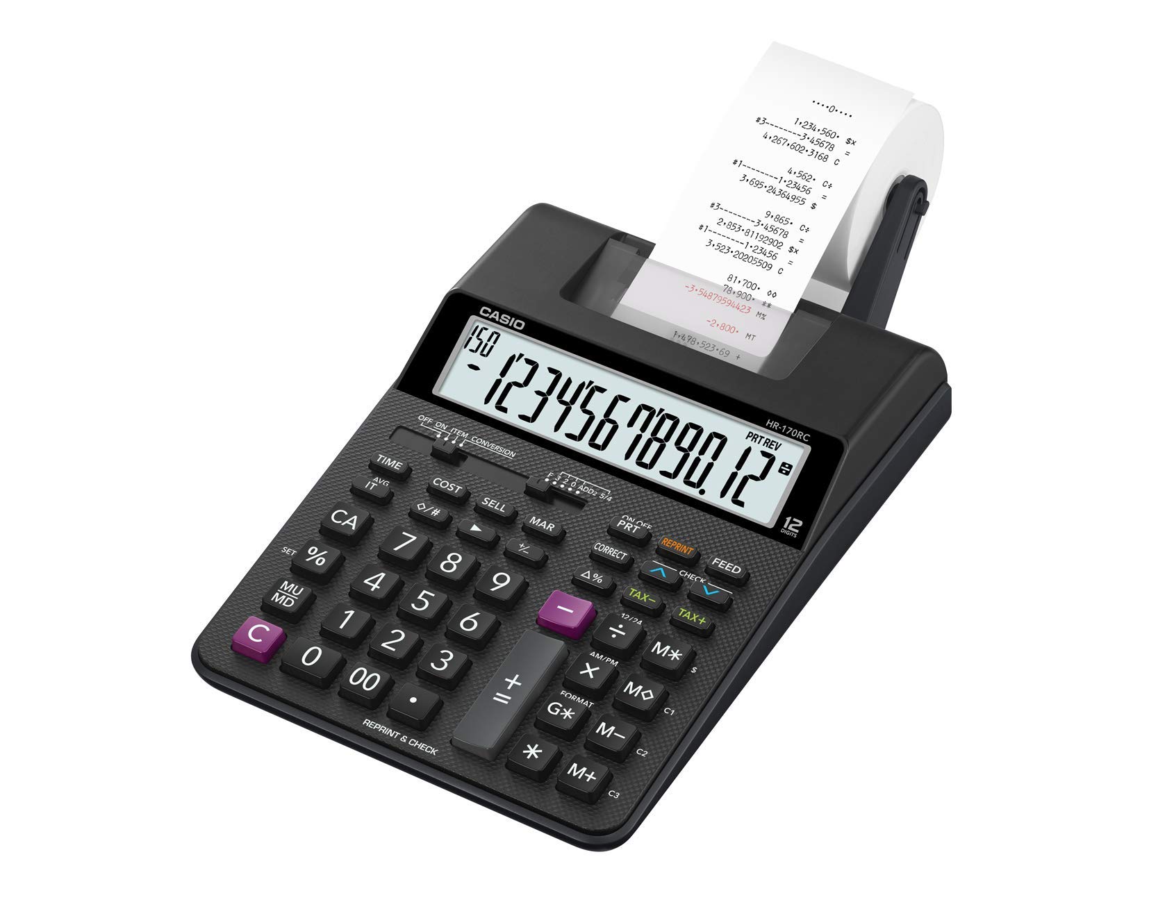 카시오 CASIO Plus 인쇄 프린트 계산기 전표기 HR-170RC 블랙 - 상세 이미지 2