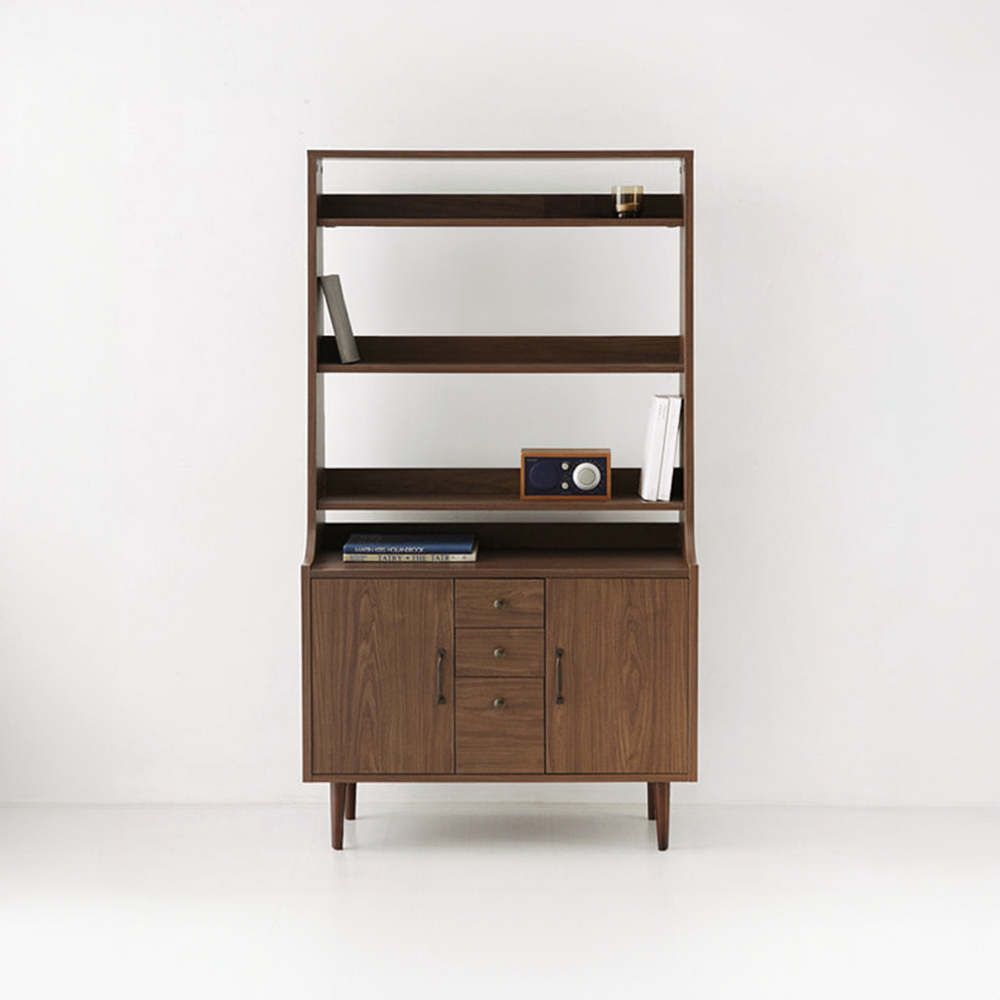 폴라보 콘솔수납장 CAM16090 900X400X1600MM, 5단, 브라운 월넛베니어 1597.4303