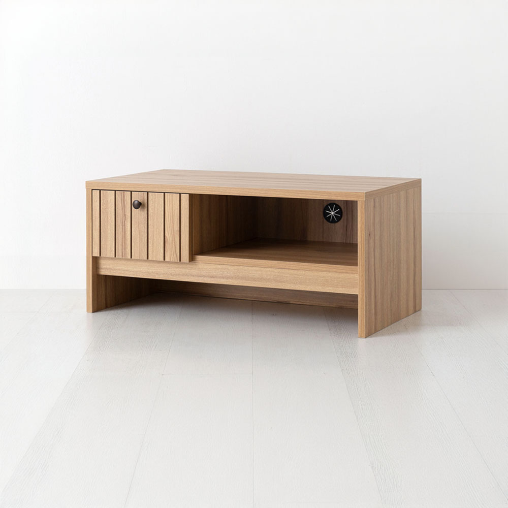 폴라보 TV거실장 좁은 1서랍 TFM3580L 800x400x350mm, 내추럴 - 상세 이미지 2