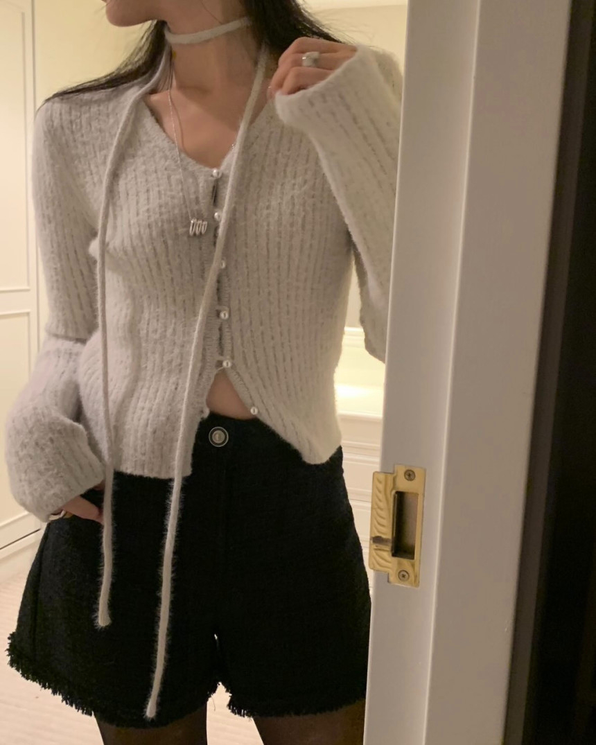 [SALE][블루/그레이 당일] 포스터 도큐퍼 가디건 머플러 퍼 니트 브이넥 가디건 상세 이미지 10