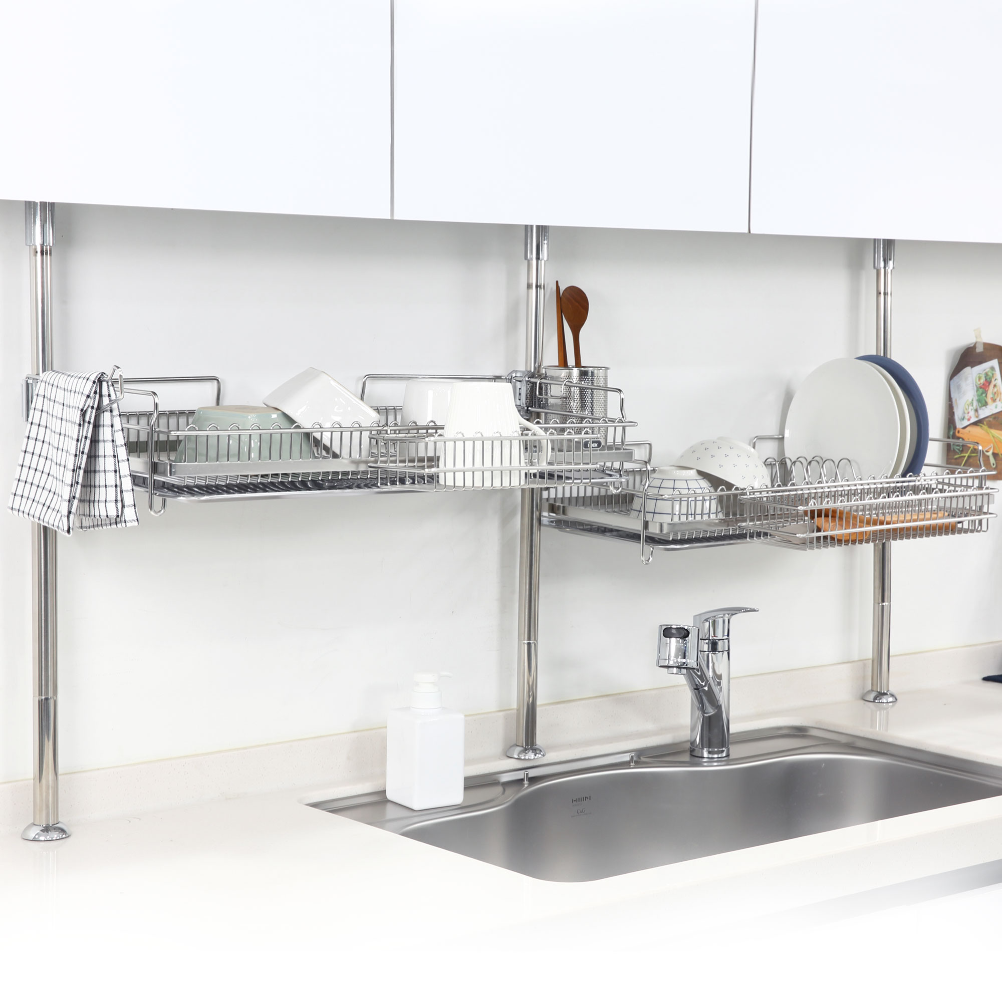 아이넥스 시그너스 올스텐 기둥식 2단 무타공 식기건조대 풀세트(SE600E)