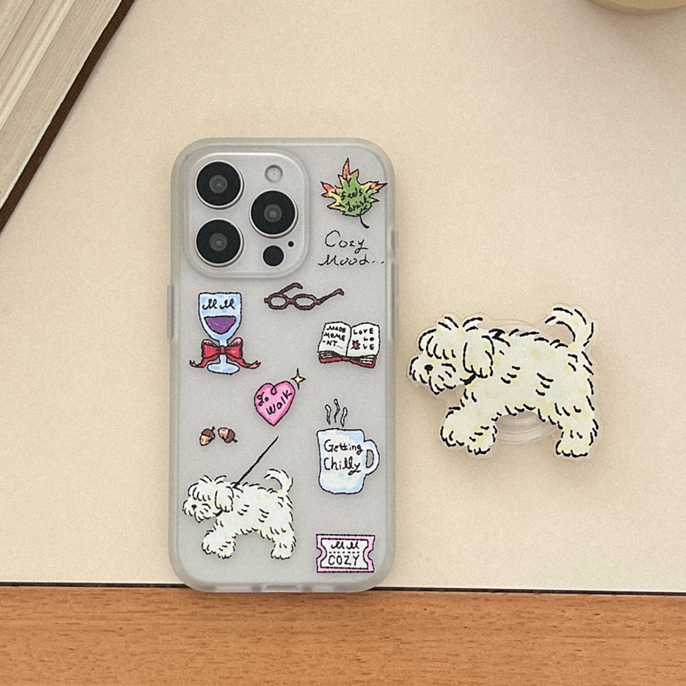 cozy drawing pattern 아이폰 16 pro 케이스 클리어 반투명 젤리 - 상세 이미지 2