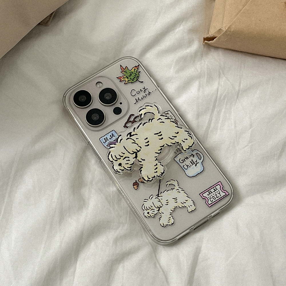 cozy drawing pattern 아이폰 16 pro 케이스 클리어 투명 - 상세 이미지 4