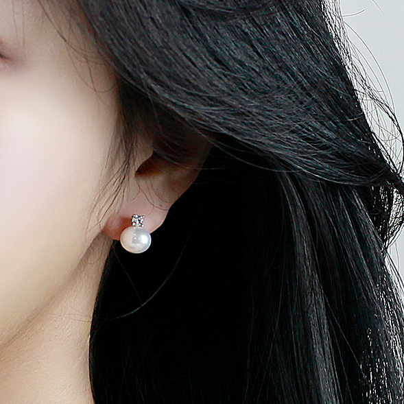 1부 다이아 진주 귀걸이 랩 아코야 8미리 천연 해수 여자 친구 생일 기념일 선물