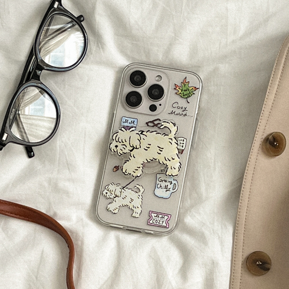 cozy drawing pattern 아이폰 16 pro 케이스 클리어 투명 - 상세 이미지 3