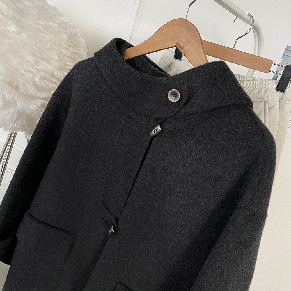 핸드메이드 울 양모 후드 롱 코트 울80 떡볶이coat 데일리 겨울아우터 상세 이미지 4