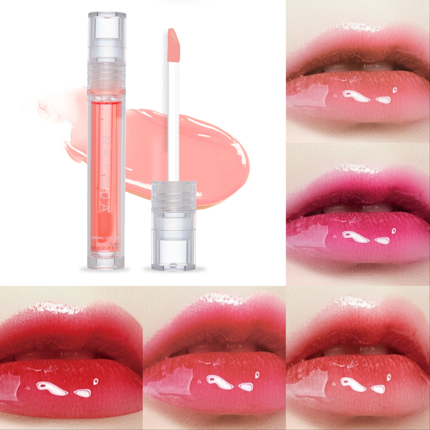 나틴다 입술보습 샤이닝 코팅 립글로즈 4ml 6종 식물성오일 입술볼륨감 - 상품 이미지