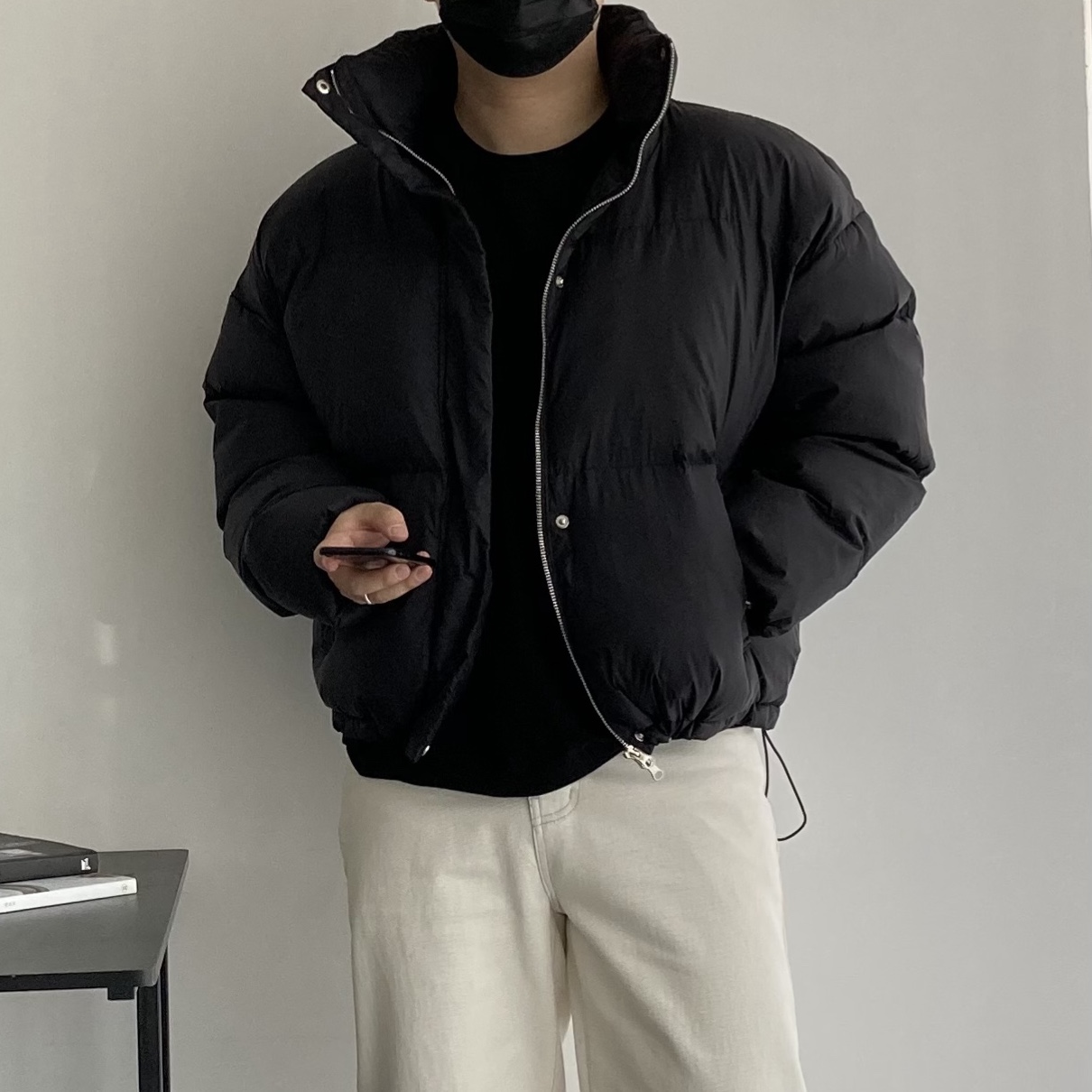 남자 패딩점퍼 티모시H 웰론 하이넥 반유광 크롭 투웨이집업 - 상세 이미지 2