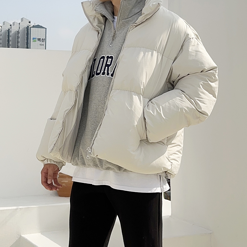 남자숏패딩 오버핏 웰론 하이넥 겨울 남자 패딩 점퍼