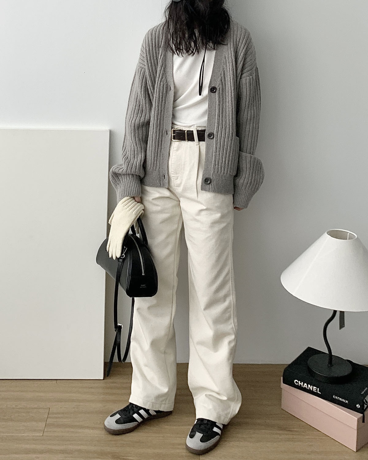 [SALE] 드온도 핀턱 크림 데님 일자 와이드 팬츠 - 상세 이미지 5