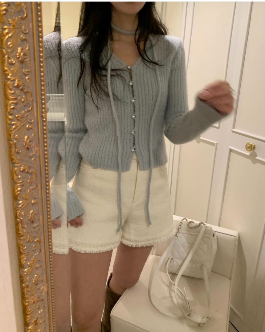 [SALE][블루/그레이 당일] 포스터 도큐퍼 가디건 머플러 퍼 니트 브이넥 가디건 상세 이미지 6