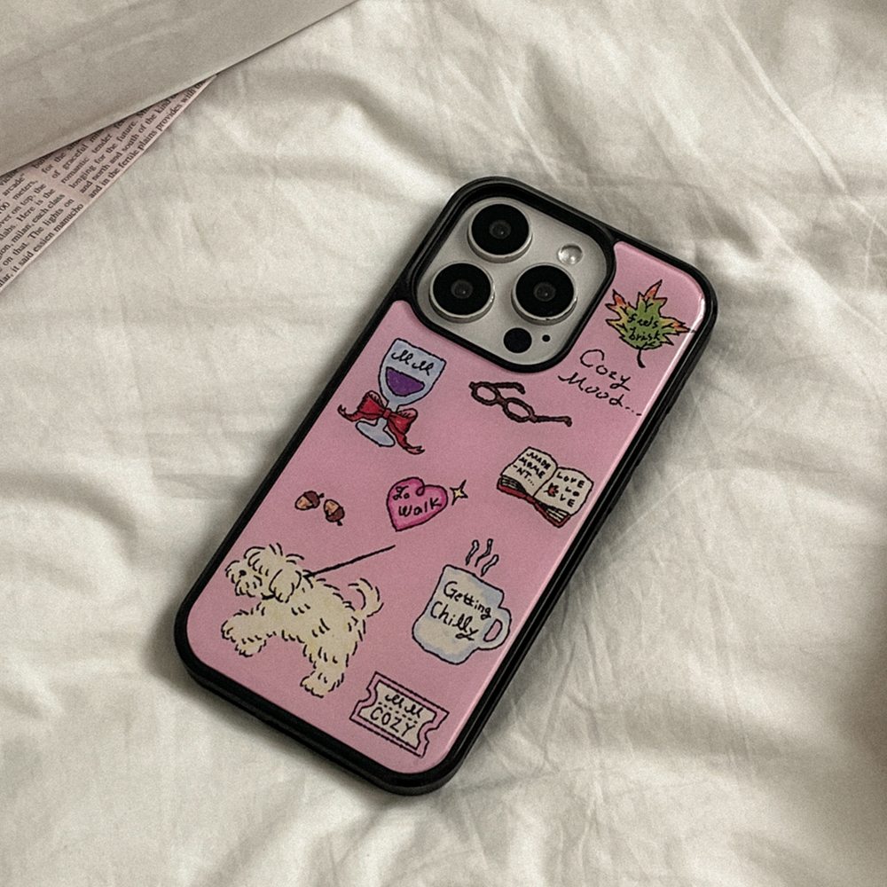 cozy drawing pattern 아이폰 16pro 에폭시 범퍼 케이스 - 상세 이미지 4