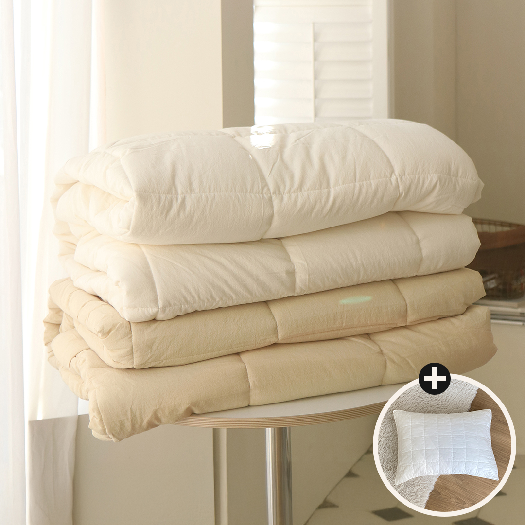 [네이버 단독] 모제무드 무형광 오가닉 순면 사계절 피그먼트 차렵이불 침구 세트 SS