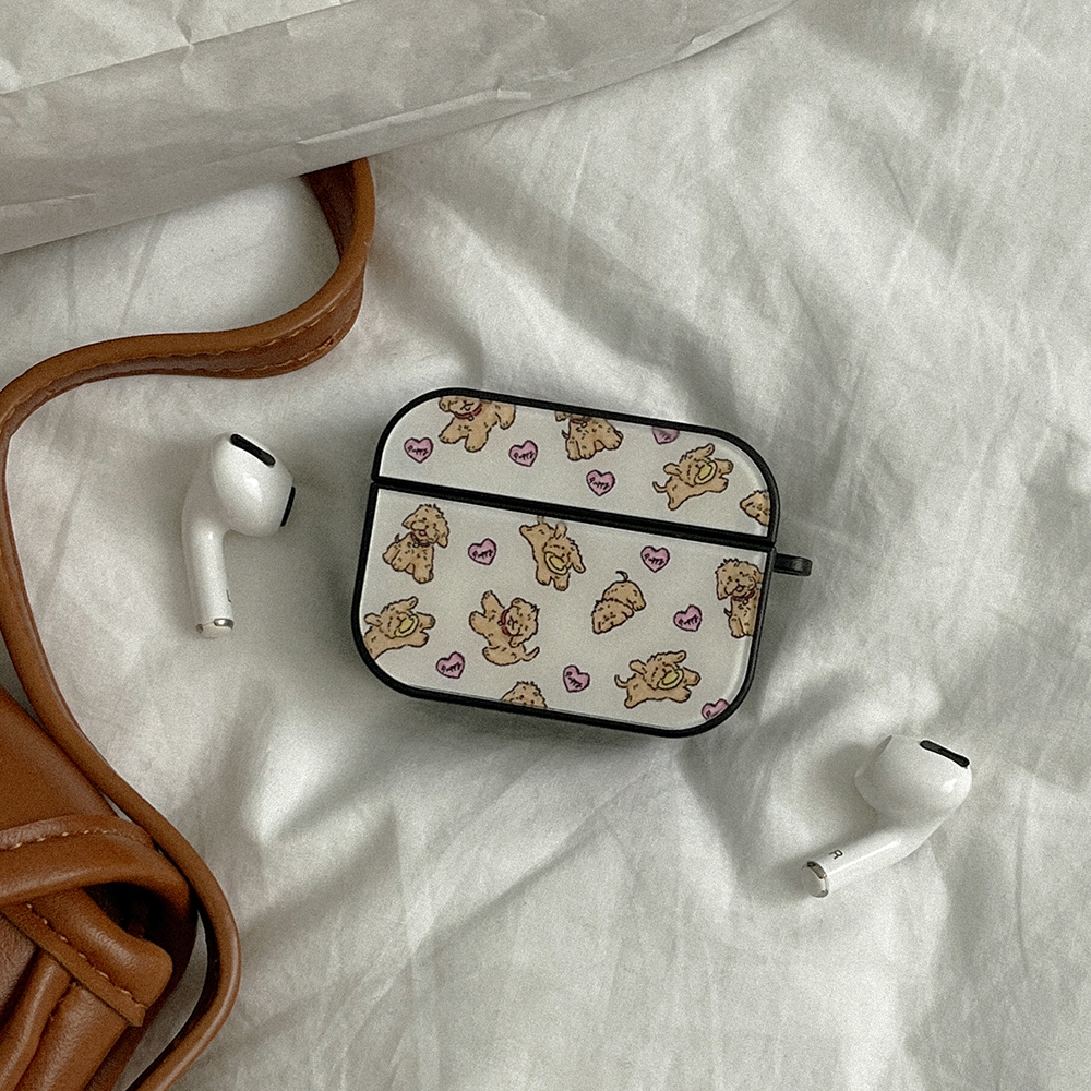 vintage puppy pattern 에어팟 프로 케이스 하드 범퍼