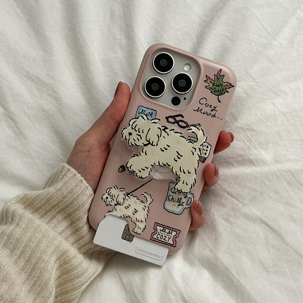 cozy drawing pattern 아이폰 16 pro 카드수납 하드 케이스 - 상세 이미지 4