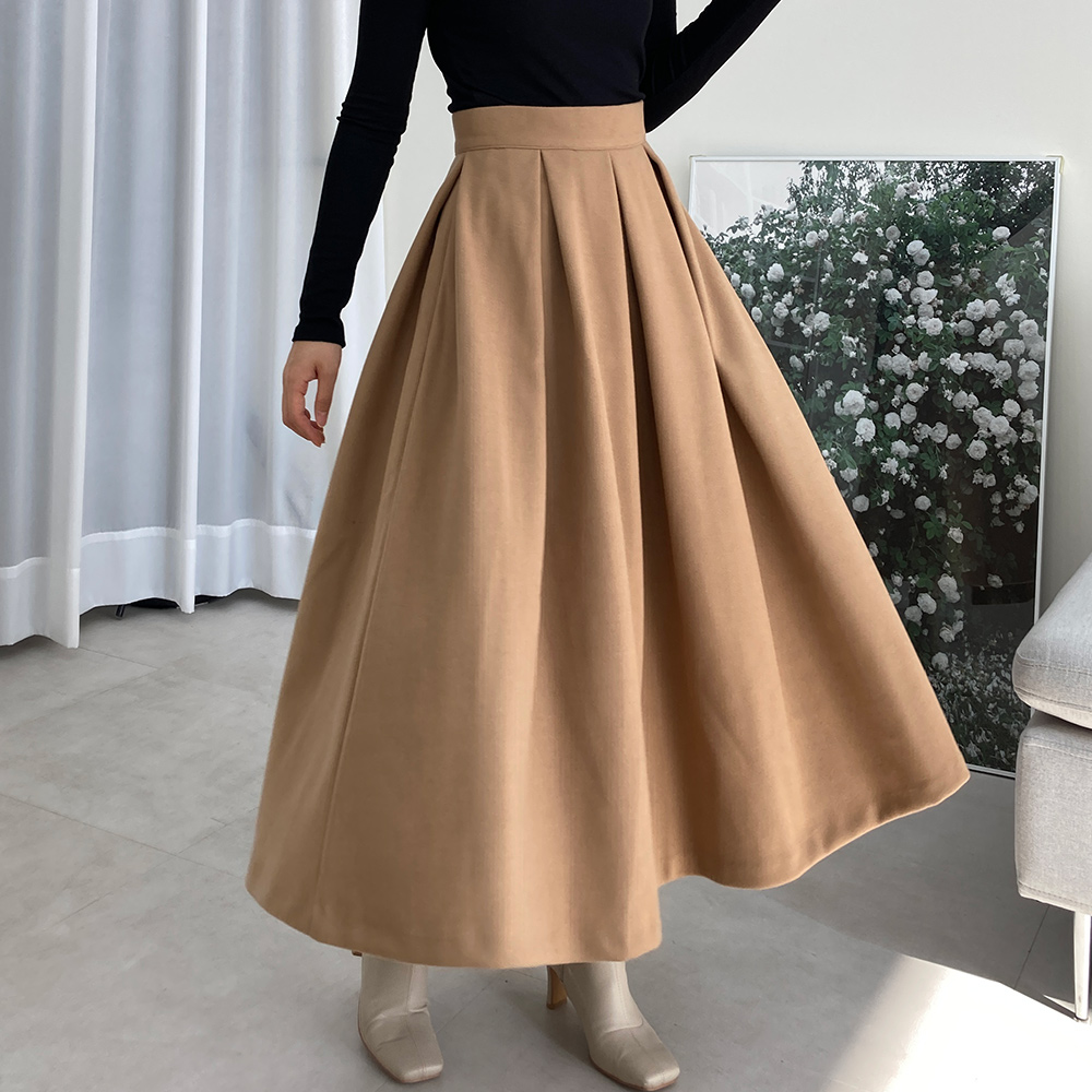(한겨울까지)모직 햅번 플레어 주름 롱스커트 S/M/L 이미지 7