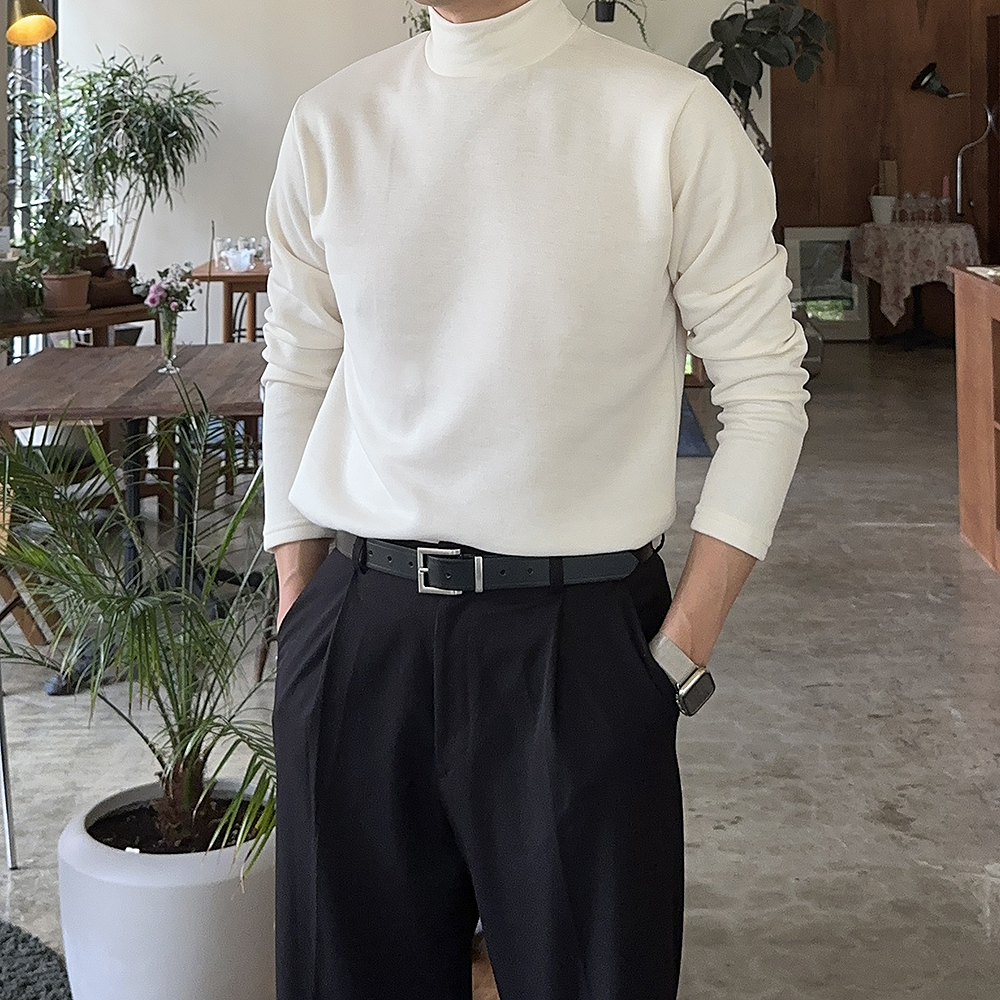 남자 니트 모크넥 반목폴라 빅사이즈 기모 니트