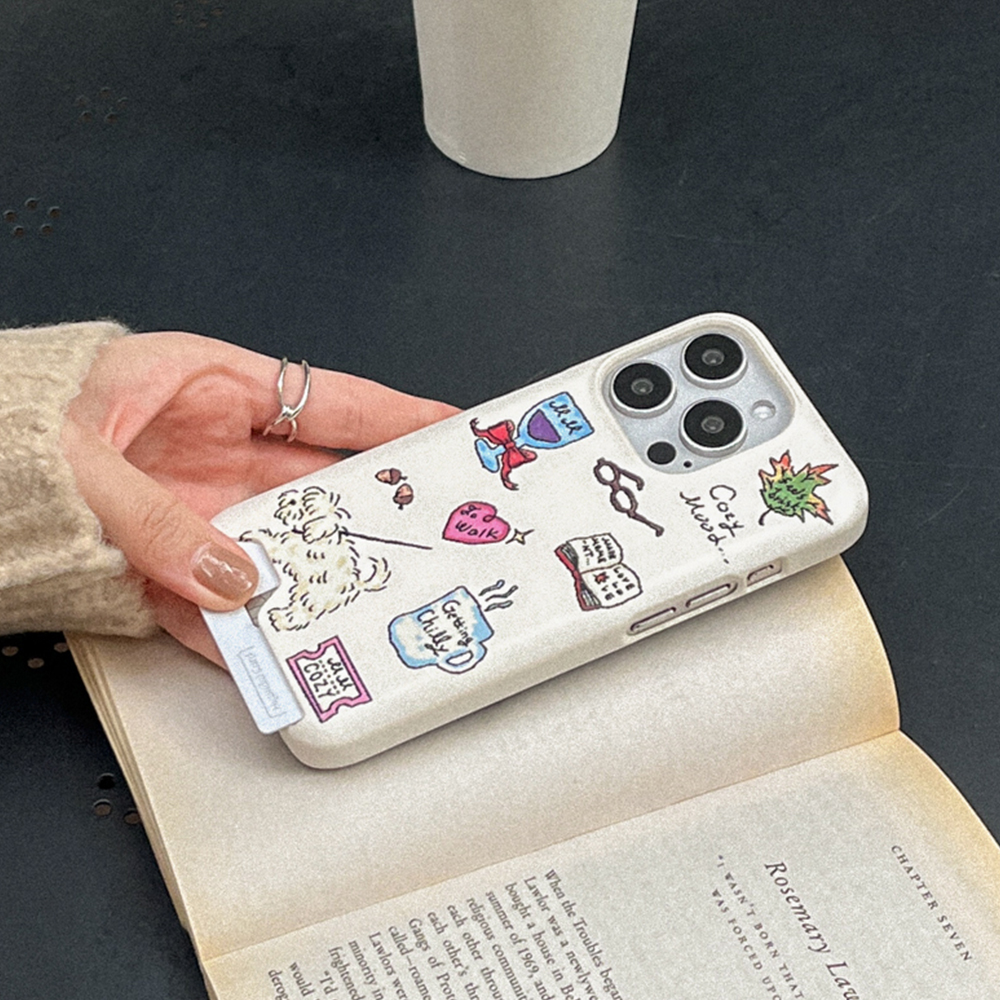 cozy drawing pattern 아이폰 16 pro 카드수납 하드 케이스 - 상세 이미지 3