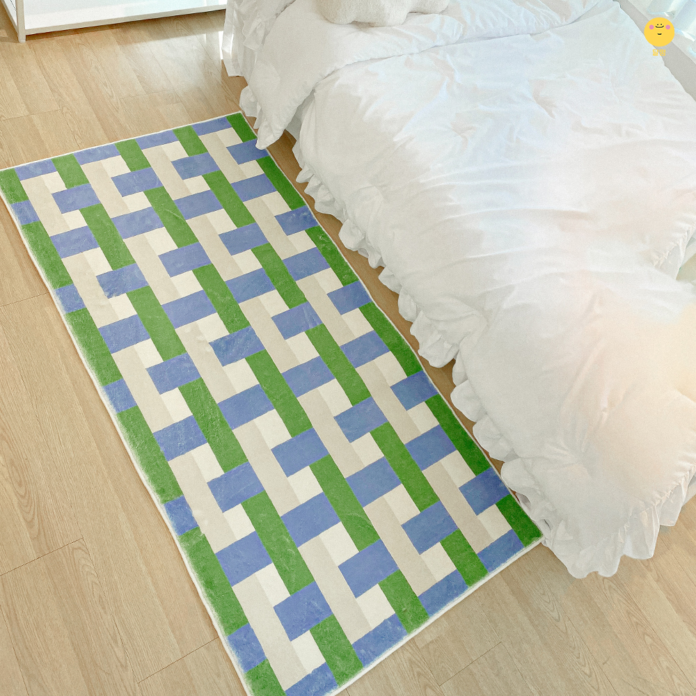 달떵 빈티지 블루 그린 침실 러그 포인트 카페트 160x80 긴러그 포인트 침대 거실