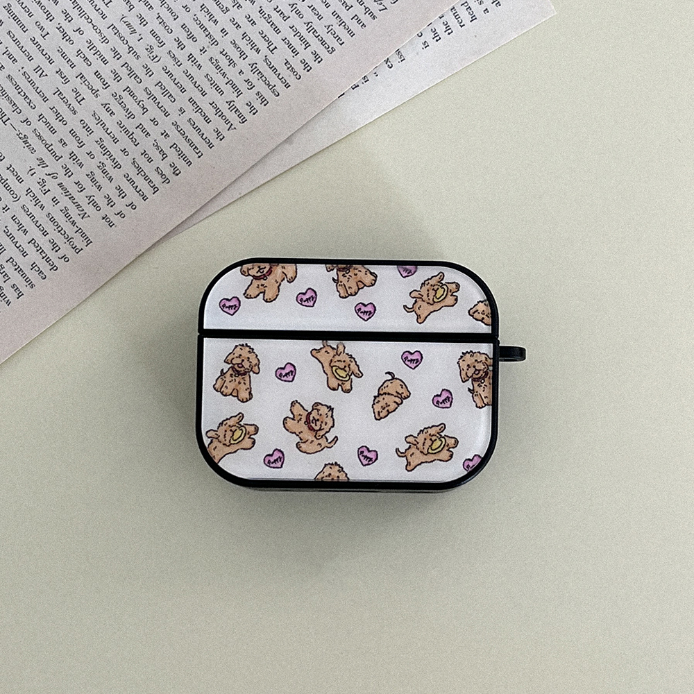 vintage puppy pattern 에어팟 프로 케이스 하드 범퍼 - 상세 이미지 2