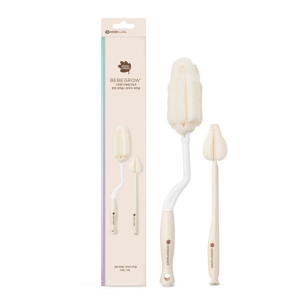 그린핑거 베베그로우 젖병 스펀지 세척솔 1P+젖꼭지 스펀지 세척솔 1P