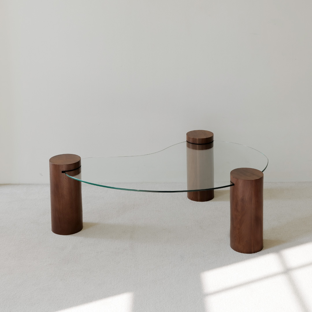 자야캠핑 반타 1720 브라운 오크 천연 원목 유리 소파 테이블