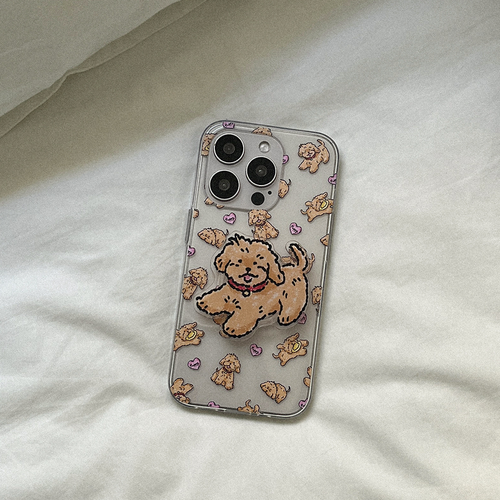 vintage puppy pattern 아이폰 16 pro 케이스 클리어 투명 - 상세 이미지 2