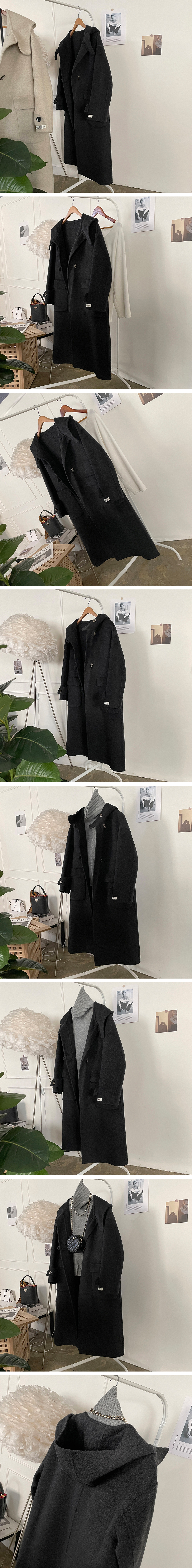 핸드메이드 울 양모 후드 롱 코트 울80 떡볶이coat 데일리 겨울아우터 상세 이미지 9