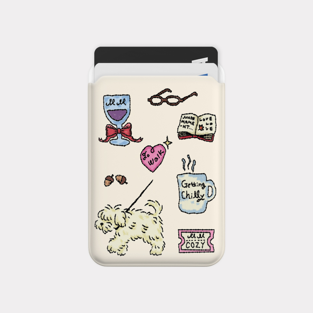 cozy drawing pattern 맥세이프 카드 슬롯 지갑 포켓 케이스 - 상품 이미지