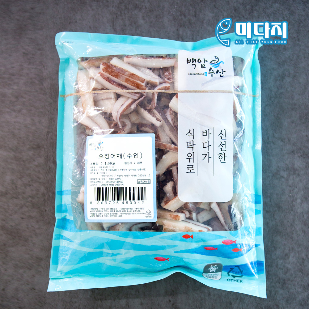미다지 국내 가공 손질 냉동 무라 대왕 귀오징어채 1.6kg