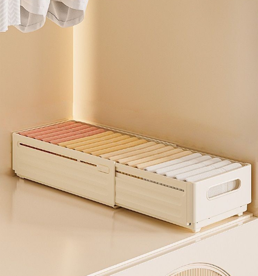 길이조절 정리함 펜트리 수납함 슬라이딩 옷정리트레이 옷장정리 서랍 칸막이 틈새 보관함 소