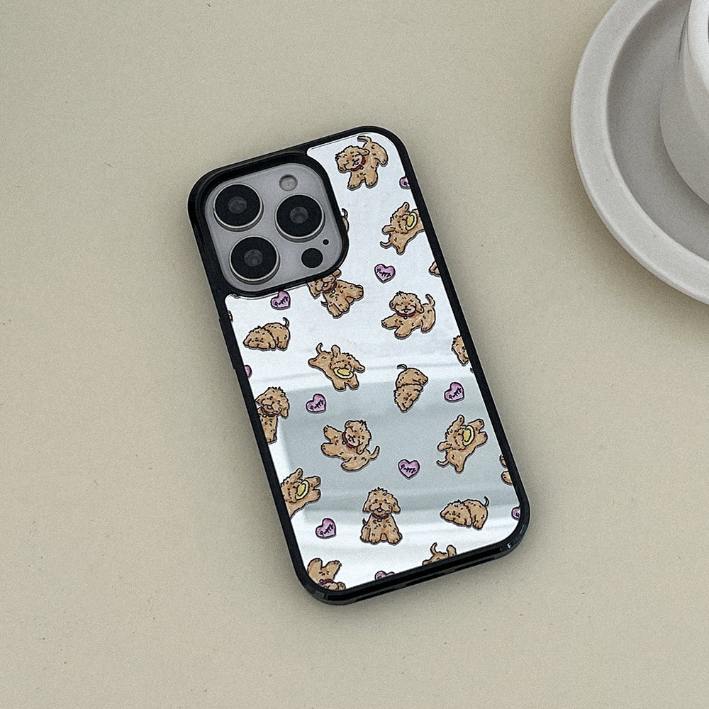 vintage puppy pattern 아이폰 16 pro 미러 범퍼 케이스 - 상세 이미지 3