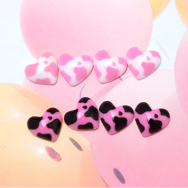 자체제작 밀크카우 하트파츠 (10 color) 4pcs 젤네일재료 키치 얼룩무늬네일 : 캔디스톤
