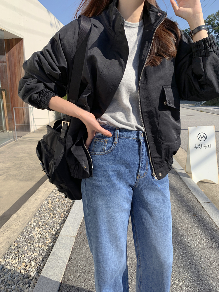 오버핏 하이넥 누빔 패딩 여성 블루종 야상 점퍼 봄 간절기 아우터 여자 항공점퍼 바람막이 이미지 8