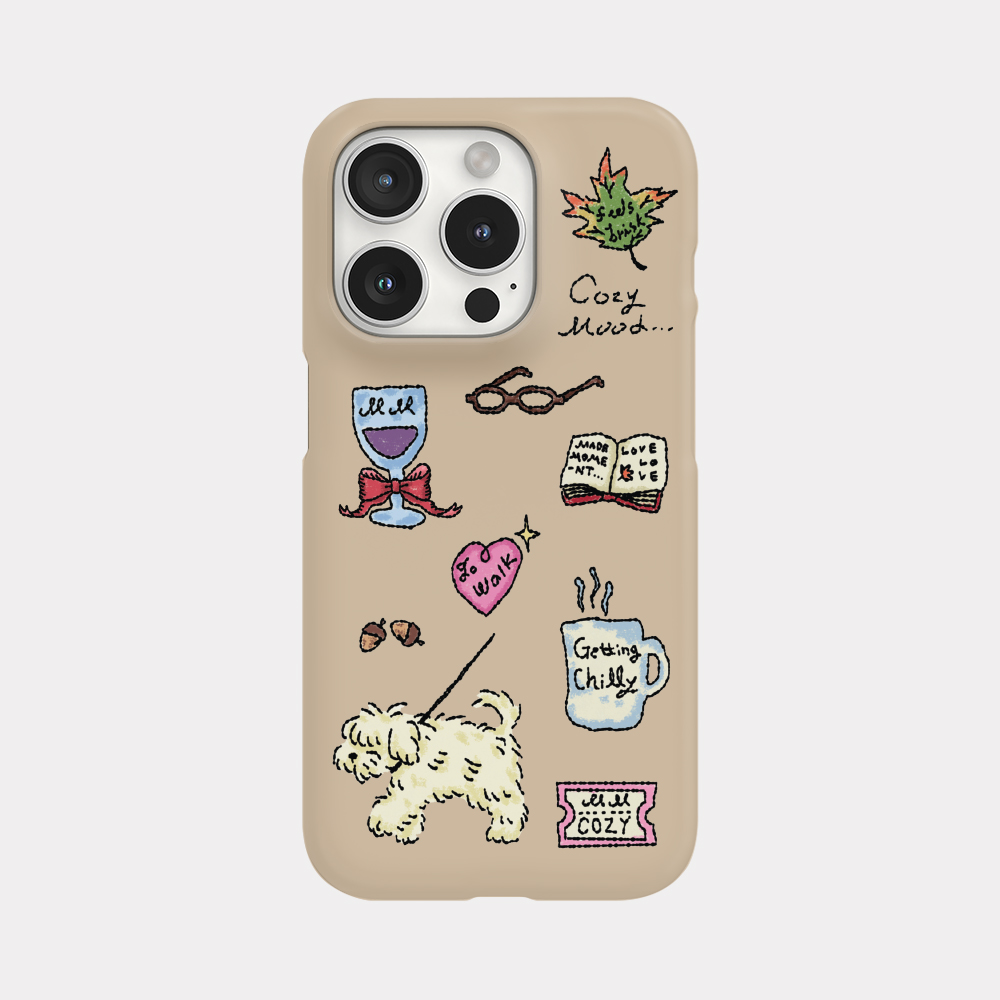 cozy drawing pattern 아이폰 16 pro 케이스 하드 - 상세 이미지 3